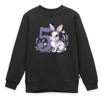 5. Geburtstag 5 Jahre Hase Häschen Lavendel Lila - Kinder Premium Organic Sweatshirt - Schwarz - Vorne - AI Model Kid Female (0cm)