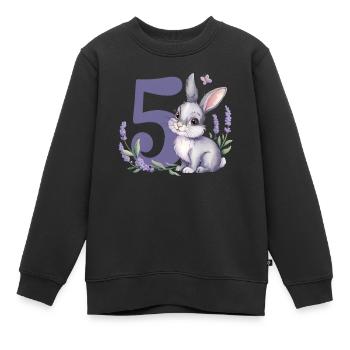 5. Geburtstag 5 Jahre Hase Häschen Lavendel Lila - Kinder Premium Organic Sweatshirt - Schwarz - Vorne - AI Model Kid Female (0cm)