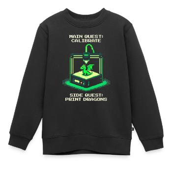 Kalibrieren & Drachen Drucken | 3D-Druck - Kinder Premium Organic Sweatshirt - Schwarz - Vorne - AI Model Kid Female (0cm)