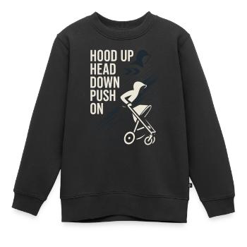 Crèche Papa Paternité Fierté - Sweat Premium enfant bio - noir - Devant - AI Model Kid Female (0cm)