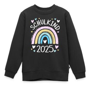 Schulkind 2025 Regenbogen Mädchen Einschulung 2025 - Kinder Premium Organic Sweatshirt - Schwarz - Vorne - AI Model Kid Female (0cm)