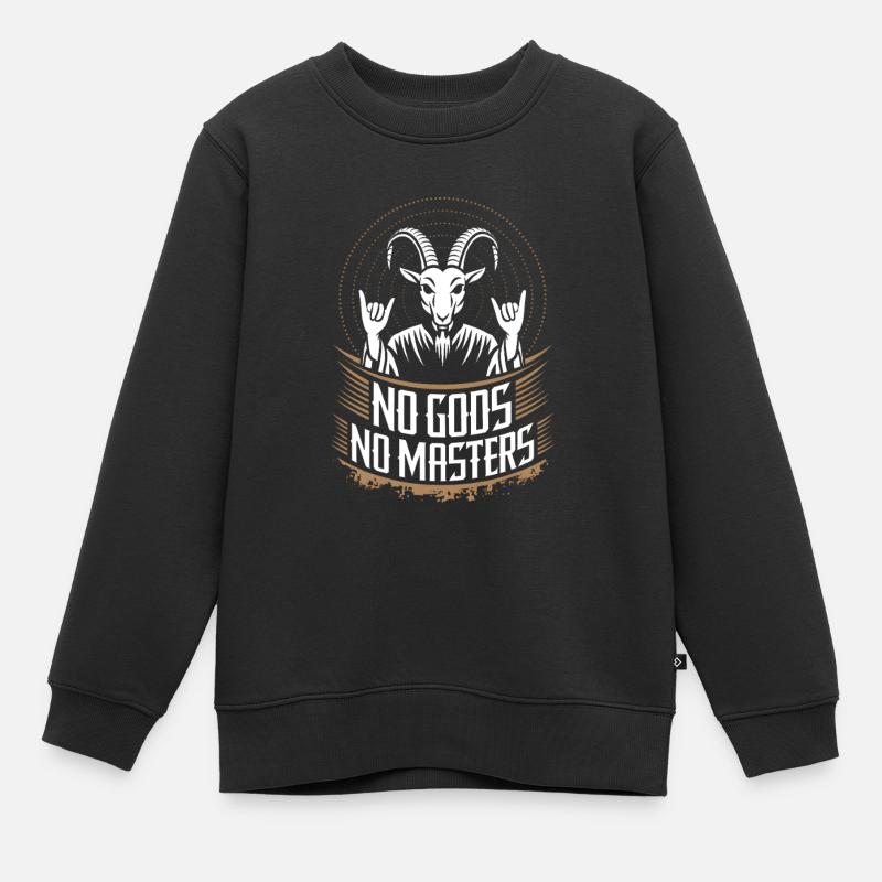 Pas de dieux ! Pas de Masters ! Athée, Sataniste, Religion - Sweat Premium enfant bio - noir