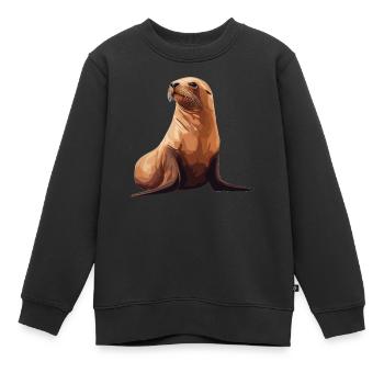 Lions de mer Lion de mer - Sweat Premium enfant bio - noir - Devant - AI Model Kid Female (0cm)