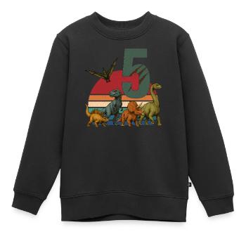 Rétro dinosaure Dino anniversaire 5 ans cadeau - Sweat Premium enfant bio - noir - Devant - AI Model Kid Female (0cm)