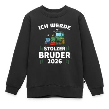 Ich werde stolzer Bruder 2026 Eisenbahn - Kinder Premium Organic Sweatshirt - Schwarz - Vorne - AI Model Kid Female (0cm)