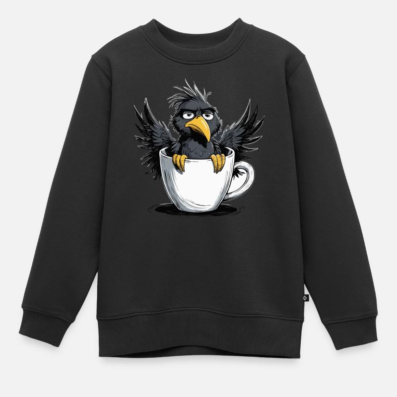 L’oiseau ne veut pas de café avant que vous ne demandiez non - Sweat Premium enfant bio - noir