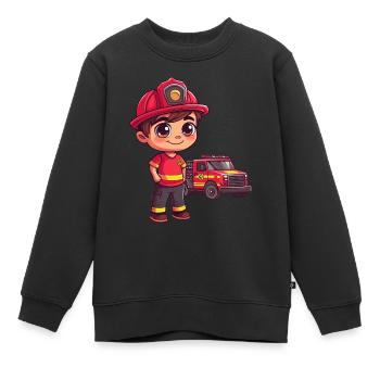 Pompiers pour enfants - Sweat Premium enfant bio - noir - Devant - AI Model Kid Female (0cm)