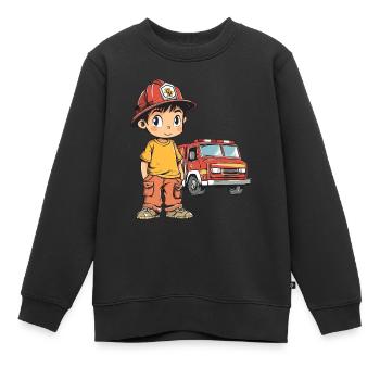 Pompiers pour enfants - Sweat Premium enfant bio - noir - Devant - AI Model Kid Female (0cm)