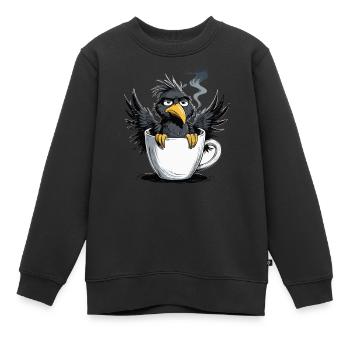 L’oiseau ne veut pas de café avant que vous ne demandiez non - Sweat Premium enfant bio - noir - Devant - AI Model Kid Female (0cm)