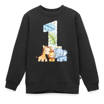 Jungle Animals Kids Cadeau d’anniversaire de 1 an - Sweat Premium enfant bio - noir - Devant - AI Model Kid Female (0cm)