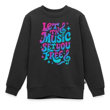 Lassen Sie sich von der Musik befreien, Retro Vibes - Kinder Premium Organic Sweatshirt - Schwarz - Vorne - AI Model Kid Female (0cm)
