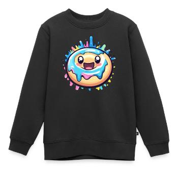Donut mit Zuckerguss - Kinder Premium Organic Sweatshirt - Schwarz - Vorne - AI Model Kid Female (0cm)