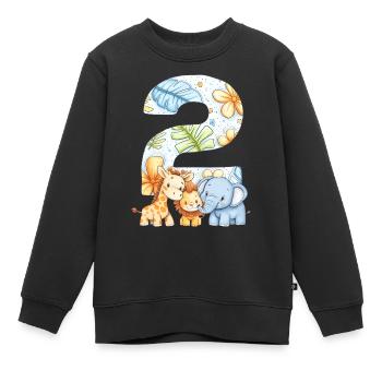 Jungle Animals Kids 2 ans Cadeau d’anniversaire - Sweat Premium enfant bio - noir - Devant - AI Model Kid Female (0cm)