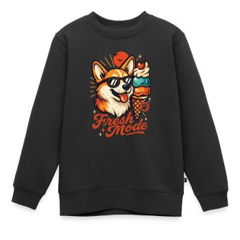 Lustiger frischer Mode-Corgi - Kinder Premium Organic Sweatshirt - Schwarz - Vorne - AI Model Kid Female (0cm)