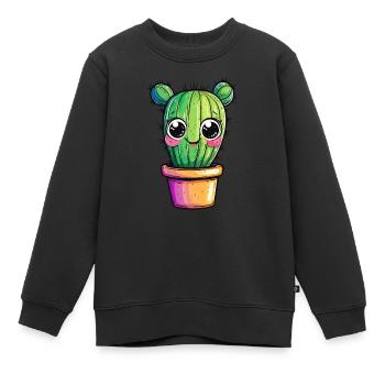 Kaktus mit buntem Topf - Kinder Premium Organic Sweatshirt - Schwarz - Vorne - AI Model Kid Female (0cm)