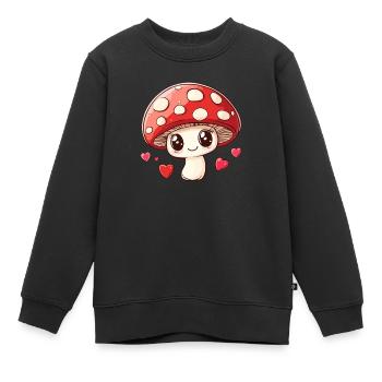 Homme chanceux avec des yeux de cœur - Sweat Premium enfant bio - noir - Devant - AI Model Kid Female (0cm)