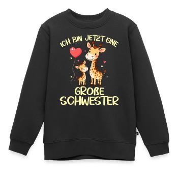 Ich bin jetzt endlich eine große Schwester Giraffe - Kinder Premium Organic Sweatshirt - Schwarz - Vorne - AI Model Kid Female (0cm)