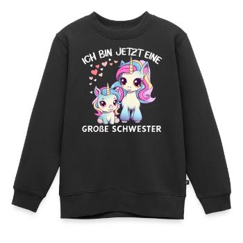 Endlich große Schwester süßes Einhorn Geburt Baby - Kinder Premium Organic Sweatshirt - Schwarz - Vorne - AI Model Kid Female (0cm)