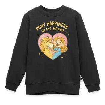 Poney Bonheur Dans Mon Coeur Chevaux Fille - Sweat Premium enfant bio - noir - Devant - AI Model Kid Female (0cm)