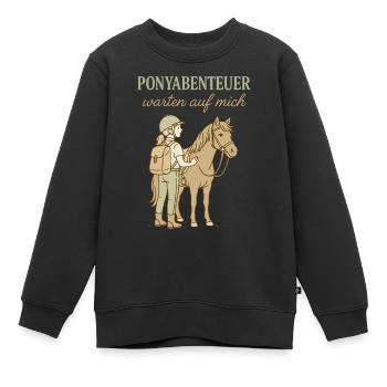 Des aventures à poney m’attendent Monter à cheval - Sweat Premium enfant bio - noir - Devant - AI Model Kid Female (0cm)
