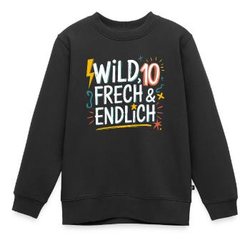 Sauvage, effronté et enfin 10 ans 10e anniversaire - Sweat Premium enfant bio - noir - Devant - AI Model Kid Female (0cm)