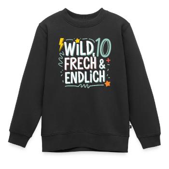 Sauvage, effronté et enfin 10 ans 10e anniversaire - Sweat Premium enfant bio - noir - Devant - AI Model Kid Female (0cm)