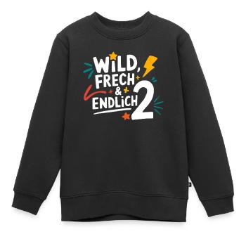 Wild, Frech & Endlich 2 Jahre 2. Geburtstag - Kinder Premium Organic Sweatshirt - Schwarz - Vorne - AI Model Kid Female (0cm)