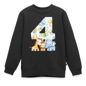 Jungle Animals Kids 4 ans cadeau d’anniversaire - Sweat Premium enfant bio - noir - Devant - AI Model Kid Female (0cm)