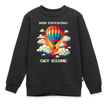 Biome du ciel atteint | Vol en montgolfière Thermiques Ciel - Sweat Premium enfant bio - noir - Devant - AI Model Kid Female (0cm)