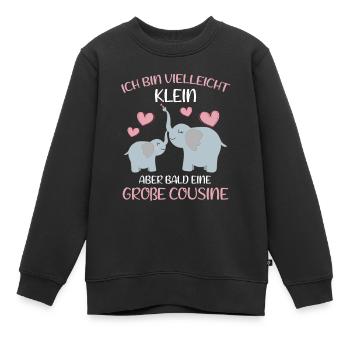 Ich bin vielleicht klein aber bald Große Cousine - Kinder Premium Organic Sweatshirt - Schwarz - Vorne - AI Model Kid Female (0cm)