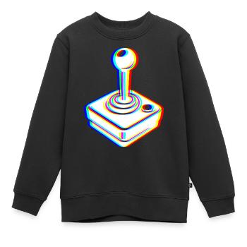Glitch Joystick – Retro Gaming - Kinder Premium Organic Sweatshirt - Schwarz - Vorne - AI Model Kid Female (0cm)