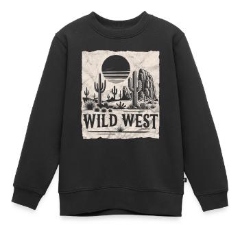 Wilder Westen - Kinder Premium Organic Sweatshirt - Schwarz - Vorne - AI Model Kid Female (0cm)