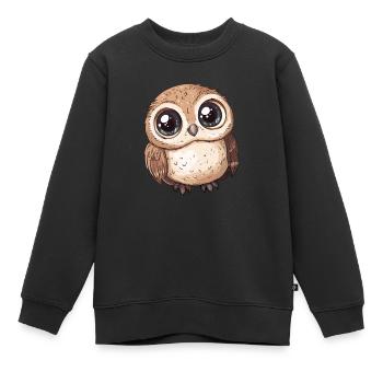 Mignon Grand Hibou - Sweat Premium enfant bio - noir - Devant - AI Model Kid Female (0cm)