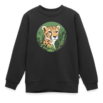 Gepard im Dschungel - Kinder Premium Organic Sweatshirt - Schwarz - Vorne - AI Model Kid Female (0cm)