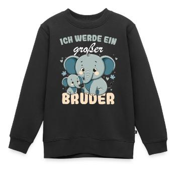 Annoncer la progéniture | Je vais être un grand frère en 2026 - Sweat Premium enfant bio - noir - Devant - AI Model Kid Female (0cm)
