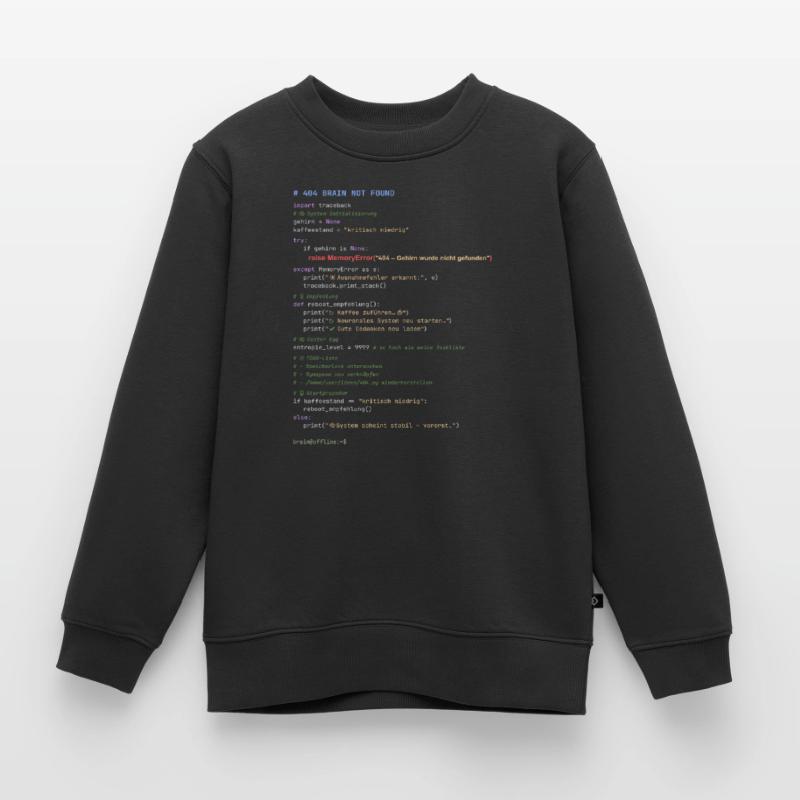 404 Cerveau introuvable Code Python Sweat Premium enfant bio