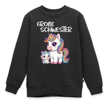 Große Schwester Einhorn Idee zur Geburt Einhörner - Kinder Premium Organic Sweatshirt - Schwarz - Vorne - AI Model Kid Female (0cm)