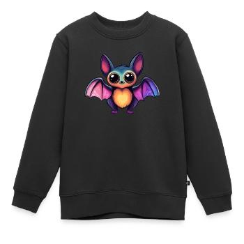 Bunte Fledermaus mit großen Augen - Kinder Premium Organic Sweatshirt - Schwarz - Vorne - AI Model Kid Female (0cm)