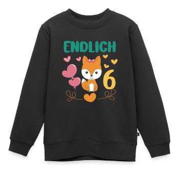 Enfin 6 ans fille anniversaire chemise renard - Sweat Premium enfant bio - noir - Devant - AI Model Kid Female (0cm)