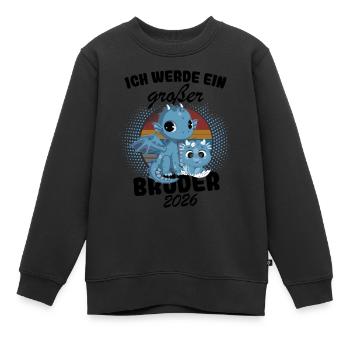 Annoncer la progéniture | Je vais être un grand frère en 2026 - Sweat Premium enfant bio - noir - Devant - AI Model Kid Female (0cm)