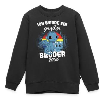 Annoncer la progéniture | Je vais être un grand frère en 2026 - Sweat Premium enfant bio - noir - Devant - AI Model Kid Female (0cm)
