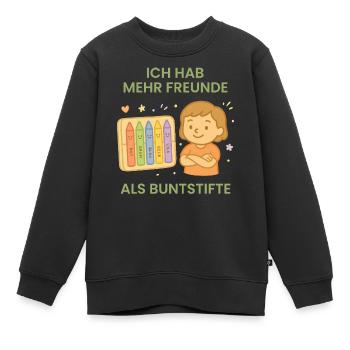 Ich Hab Mehr Freunde Als Buntstifte im - Kinder Premium Organic Sweatshirt - Schwarz - Vorne - AI Model Kid Female (0cm)