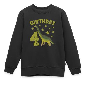 4 ans anniversaire garçon Dino Volcano - 4ème - Sweat Premium enfant bio - noir - Devant - AI Model Kid Female (0cm)
