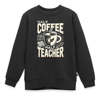 Halb Kaffee halb Lehrer - Kinder Premium Organic Sweatshirt - Schwarz - Vorne - AI Model Kid Female (0cm)