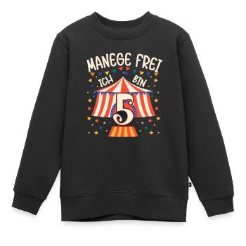 Cirque Manège Anniversaire Motif 5 Ans Garçons Bday - Sweat Premium enfant bio - noir - Devant - AI Model Kid Female (0cm)