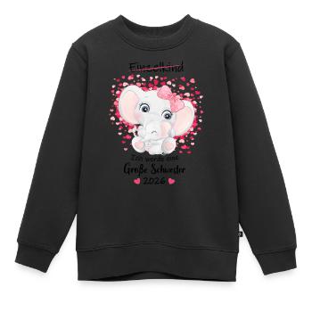 Nachwuchs Verkünden Ich Werde Große Schwester 2026 - Kinder Premium Organic Sweatshirt - Schwarz - Vorne - AI Model Kid Female (0cm)