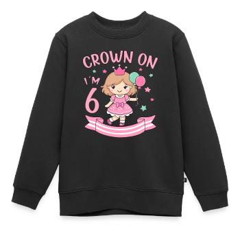 6th Birthday Girl Princess Crown On I´m 6 Years - Kinder Premium Organic Sweatshirt - Schwarz - Vorne - AI Model Kid Female (0cm)