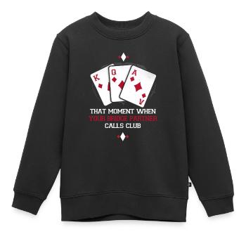 Bridge Spieler Bridge Partner Calls Club - Kinder Premium Organic Sweatshirt - Schwarz - Vorne - AI Model Kid Female (0cm)