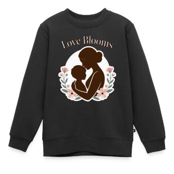MOTHER LOVE BLOOMS - Kids Premium Organic Sweatshirt - black - Front - AI Model Kid Female (0cm)