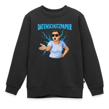 Datenschutzpapier – Satire Design - Kinder Premium Organic Sweatshirt - Schwarz - Vorne - AI Model Kid Female (0cm)